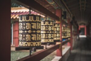 Prayer bells in Monastery in Bir Billing